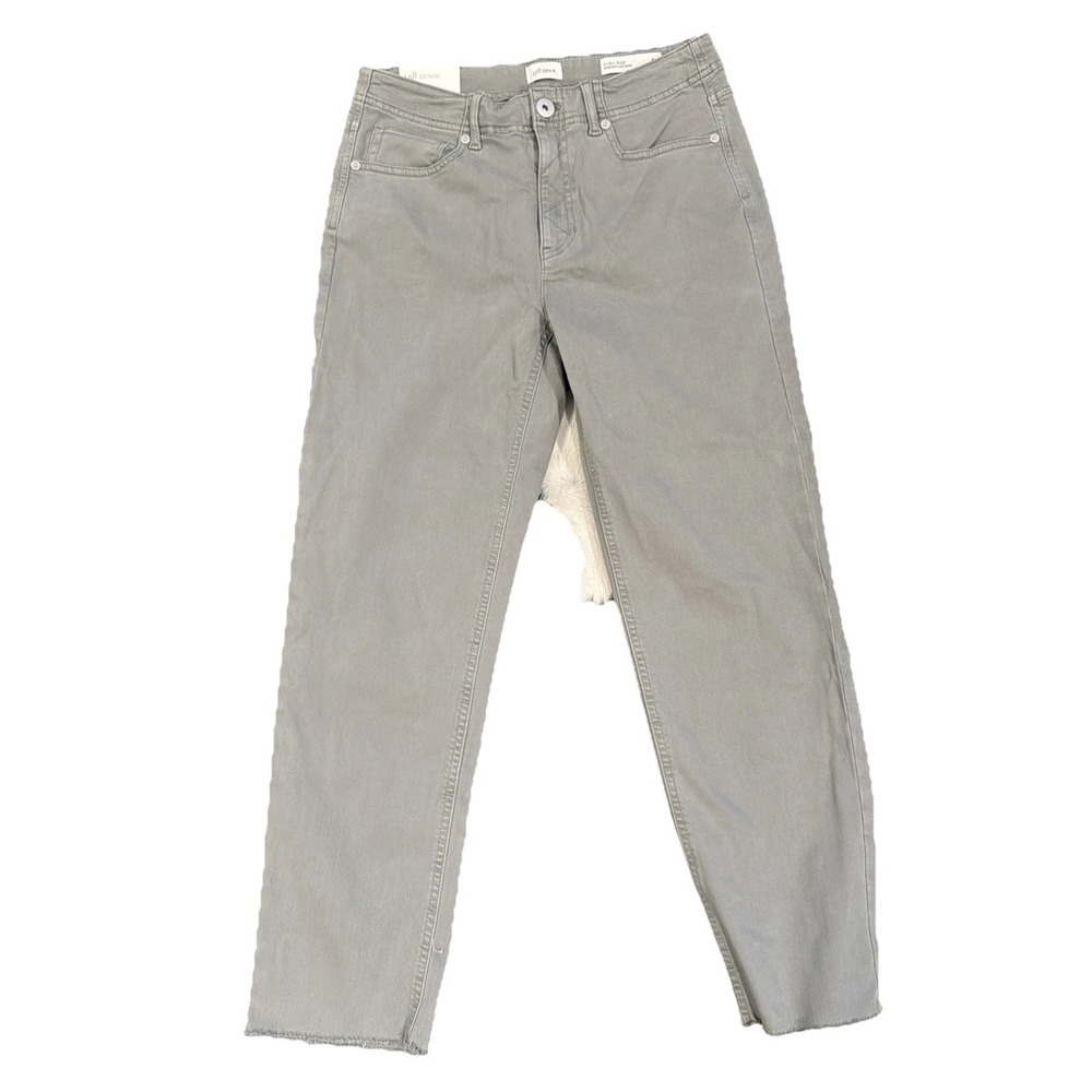 J Jill Denim High Rise Straight Leg Crop Light Caraway Size 6 Tall‎ Fringe hem